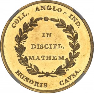 Georges III (1760-1820). Médaille d’Or, prix de mathématiques du collège de la Honourable East India Company d’Haileybury, par T. Wyon (non signée), Flan bruni (PROOF) ND (c.1808), Londres.