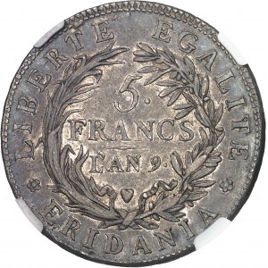 Gaule subalpine (1800-1802). 5 francs An 9 (1801), Turin.
