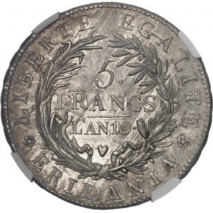 Gaule subalpine (1800-1802). 5 francs An 10 (1802), Turin.