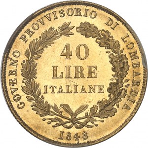 Lombardie, Gouvernement provisoire de (1848). 40 lire 1848, M, Milan.