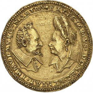 Lomello (comté de), famille Crivelli (1450-1760). Médaille d’Or (fonte), le comte Luigi Crivelli et sa femme Anna de Valperga, non signée ND (c.1600).