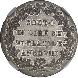 République Cisalpine (1797-1802). Écu (scudo) de 6 lire An VIII (1800), Milan.