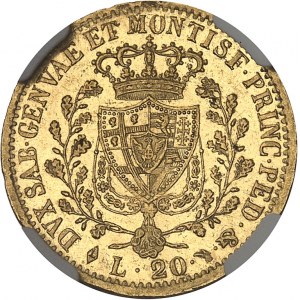 Savoie-Sardaigne, Charles-Félix (1821-1831). 20 lire 1826, Tête d’aigle, Turin.