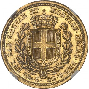 Savoie-Sardaigne, Charles-Albert (1831-1849). 50 lire 1833, ancre, Gênes.