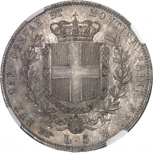 Savoie-Sardaigne, Victor-Emmanuel II (1849-1861). 5 lire 1860, Tête d’aigle, Turin.