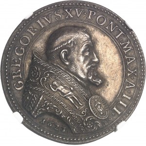 Vatican, Grégoire XV (1621-1623). Médaille, médiation pontificale entre la France et l’Espagne, par G. Moro 1623, Rome.