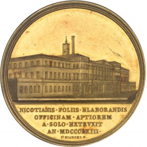 Vatican, Pie IX (1846-1878). Médaille d’Or annuelle, Manufacture des Tabacs, par F. Bianchi, aspect Flan bruni (PROOFLIKE) 1863 - An XVIII, Rome.