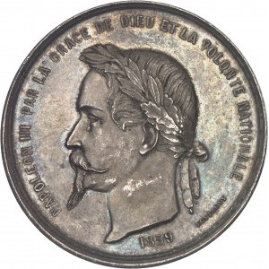 Victor-Emmanuel II, roi élu (1859-1861). Médaille, indépendance de l’Italie, par Montagny 1859, Paris.