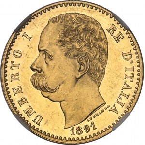 Umberto I (1878-1900). 50 lire, aspect Flan bruni (PROOFLIKE) 1891, R, Rome.