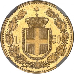Umberto I (1878-1900). 50 lire, aspect Flan bruni (PROOFLIKE) 1891, R, Rome.