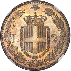 Umberto I (1878-1900). 2 lire, 1er type 1884, R, Rome.