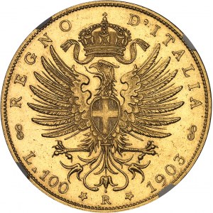 Victor-Emmanuel III (1900-1946). 100 lire à l’aigle aux armes de Savoie 1903, R, Rome.