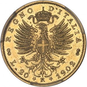 Victor-Emmanuel III (1900-1946). 20 lire à l’aigle aux armes de Savoie 1902, R, Rome.