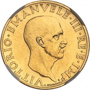 Victor-Emmanuel III (1900-1946). Essai de 100 lire or au licteur, 2e type 1937 - XVI, R, Rome.