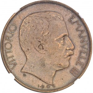 Victor-Emmanuel III (1900-1946). Essai de 100 lire Or, en bronze doré, au quadrige de lions, Flan bruni (PROOF) 1906, Milan (Johnson).