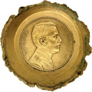Victor-Emmanuel III (1900-1946). Paire d’épreuve de 20 lire Or, aux bœufs, électrotype, en bronze doré, par S. Johnson 1906.