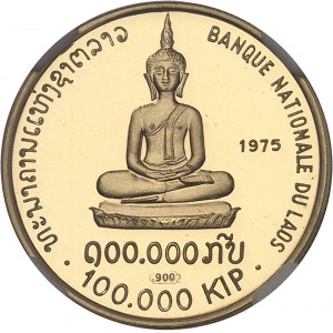 Savang Vatthana (1959-1975). 100.000 kip, Bouddha, Flan bruni (PROOF) 1975.