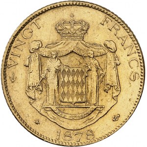 Charles III (1853-1889). 20 (vingt) francs 1878, A, Paris.