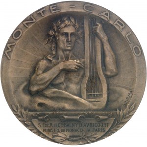 Albert Ier (1889-1922). Médaille, le casino de Monte-Carlo, pour le comte Léopold Fernand Balny d’Avricourt, ministre de S. A. S. le Prince de Monaco, par Tony Szirmaï [1912-1913], Paris (Arthus-Bertrand).