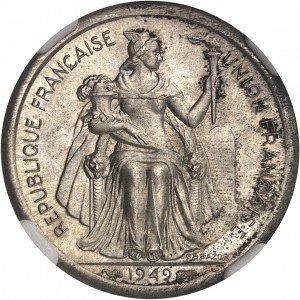 Ve République (1958 à nos jours). Épreuve de 1 franc UNION FRANÇAISE en bronze-argenté, par Bazor 1949, Paris.