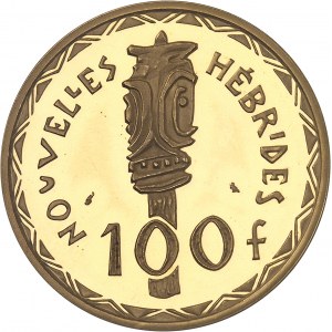 Ve République (1958 à nos jours). Piéfort de 100 francs en Or, Flan bruni (PROOF) 1966, Paris.