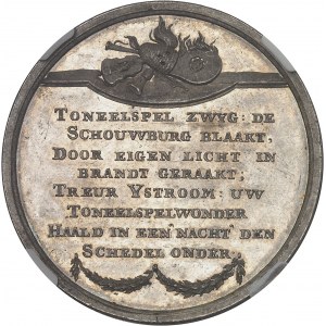 Amsterdam (ville d’). Médaille, incendie du théâtre de Van Campen d’Amsterdam (Amsterdamse Schouwburg) le 7 mai 1772, par Th. van Berckel 1772.