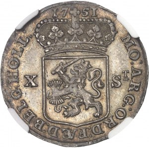 Hollande, République des Sept Provinces-Unies des Pays-Bas (1581-1795). 10 (X) stuivers 1751, Amsterdam.