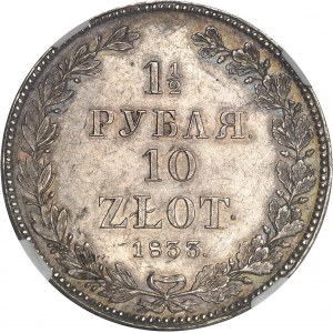 Nicolas Ier (1825-1855). 10 zloty (1,5 rouble) 1833 HГ, Saint-Pétersbourg.