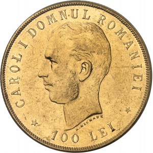 Charles Ier de Roumanie (1866-1914). 100 lei, 40e anniversaire de règne 1906, Bruxelles.