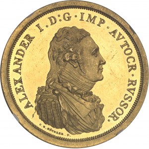 Alexandre Ier (1801-1825). Essai au module du rouble, en bronze doré, par C. H. Küchler, Flan bruni (PROOF) 1804, Soho.