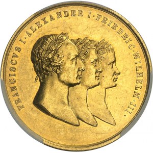 Alexandre Ier (1801-1825). Médaille d’Or au poids de 10 ducats, création de l’Alliance contre la France, par J. Lang 1813.