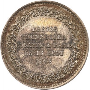 Nicolas Ier (1825-1855). Essai de frappe du demi impérial, le 15 août 1845 à Paris par Thonnelier 1845, Paris.