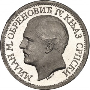 Milan Obrenovich, prince (1868-1882). 5 dinara, Flan bruni (PROOF) 1879.