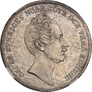 Oscar Ier (1844-1859). Riksdaler specie, 2e type 1846, Stockholm.