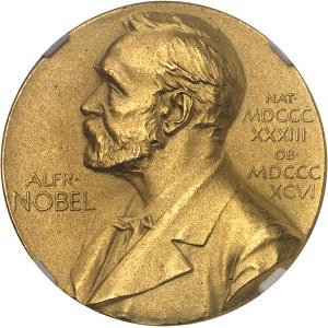 Gustave VI Adolphe (1950-1973). Médaille d’Or de membre du comité Nobel de Physique et Chimie, fondation Alfred Nobel, d’après Erik Lindberg 1960, Eskilstuna (AB Myntverket).