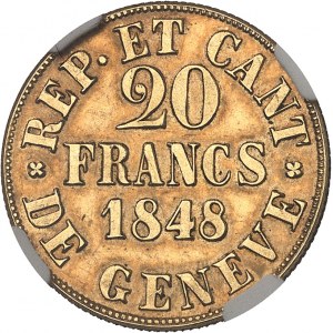 Genève (canton de). 20 francs 1848, Genève.