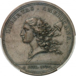 République fédérale des États-Unis d’Amérique (1776-à nos jours). Médaille LIBERTAS AMERICANA, commémorant les victoires de Saratoga et Yorktown, par A. Dupré 1781 (1783), Paris.