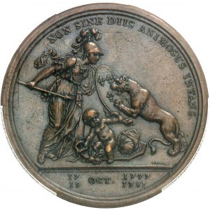 République fédérale des États-Unis d’Amérique (1776-à nos jours). Médaille LIBERTAS AMERICANA, commémorant les victoires de Saratoga et Yorktown, par A. Dupré 1781 (1783), Paris.