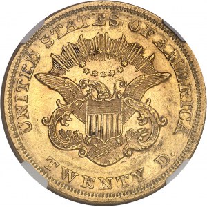 République fédérale des États-Unis d’Amérique (1776-à nos jours). 20 dollars Liberty, sans devise 1865, Philadelphie.