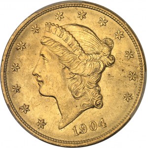 République fédérale des États-Unis d’Amérique (1776-à nos jours). 20 dollars Liberty 1904, Philadelphie.