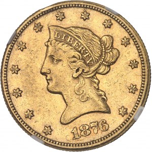 République fédérale des États-Unis d’Amérique (1776-à nos jours). 10 dollars Liberty 1876, CC, Carson City.