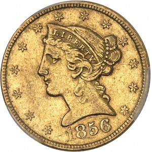 République fédérale des États-Unis d’Amérique (1776-à nos jours). 5 dollars Liberty 1856, Philadelphie.