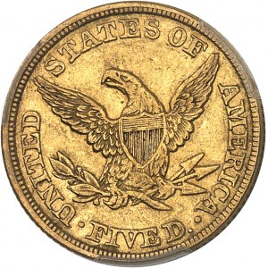République fédérale des États-Unis d’Amérique (1776-à nos jours). 5 dollars Liberty 1856, Philadelphie.