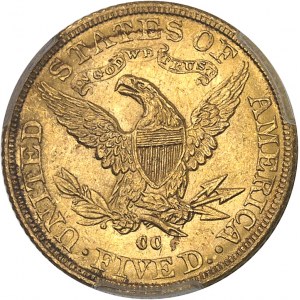 République fédérale des États-Unis d’Amérique (1776-à nos jours). 5 dollars Liberty 1891, CC, Carson City.