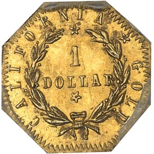 République fédérale des États-Unis d’Amérique (1776-à nos jours). 1 dollar octogonal, or de Californie 1876.