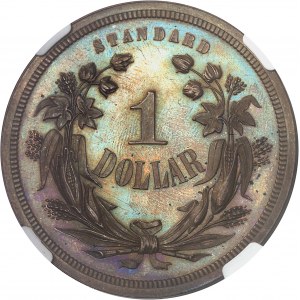 République fédérale des États-Unis d’Amérique (1776-à nos jours). Essai de 1 dollar standard à la Liberté assise, Flan bruni (PROOF) 1870, Philadelphie.