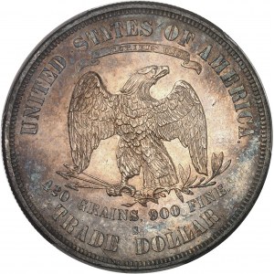 République fédérale des États-Unis d’Amérique (1776-à nos jours). Dollar de commerce (trade dollar), à la Liberté assise 1874, S, San Francisco.