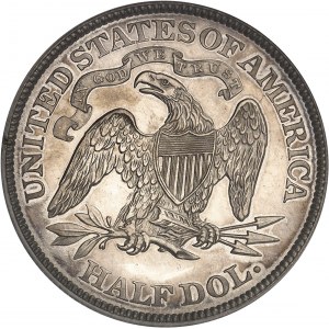 République fédérale des États-Unis d’Amérique (1776-à nos jours). 1/2 dollar à la Liberté assise, Flan bruni (PROOF) 1875, Philadelphie.