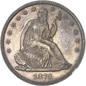 République fédérale des États-Unis d’Amérique (1776-à nos jours). 1/2 dollar à la Liberté assise, Flan bruni (PROOF) 1876, Philadelphie.