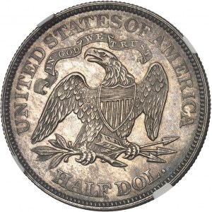 République fédérale des États-Unis d’Amérique (1776-à nos jours). 1/2 dollar à la Liberté assise, Flan bruni (PROOF) 1876, Philadelphie.
